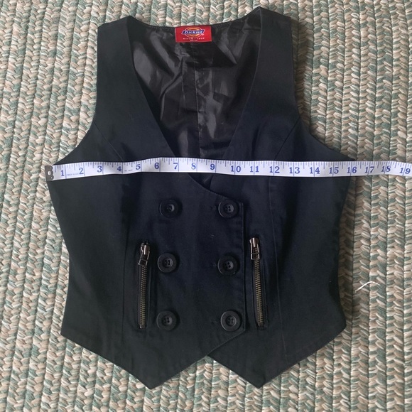 Dickies Form Fitting Black Cotton Double Breasted Vest Size Medium - Picture 3 of 6